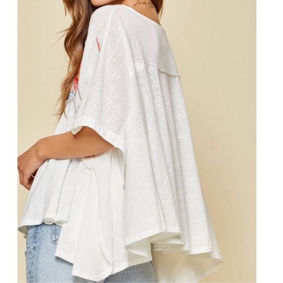 Savanna Jane White Embroidered Knit Poncho Top Size 1X/2X - Picture 2 of 8